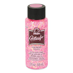 FolkArt Glitterific Acrylic Paint - Neon Pink, 2 oz - front