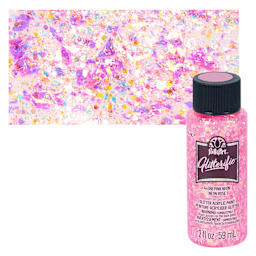 FolkArt Glitterific Acrylic Paint - Neon Pink - Bottle and Swatch