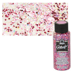 FolkArt Glitterific Acrylic Paint - Hot Pink - Bottle and Swatch