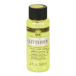 FolkArt Glitterific Acrylic Paint - Neon Yellow, 2 oz - front