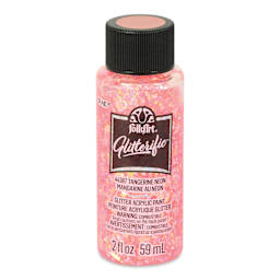 FolkArt Glitterific Acrylic Paint - Neon Tangerine, 2 oz - front