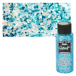 FolkArt Glitterific Acrylic Paint - Aqua - Bottle and Swatch