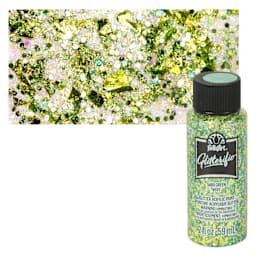 FolkArt Glitterific Acrylic Paint - Green - Bottle and Swatch