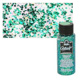 FolkArt Glitterific Acrylic Paint - Evergreen - Bottle and Swatch