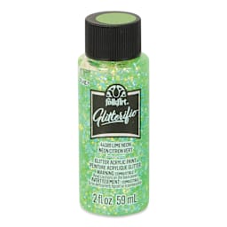 FolkArt Glitterific Acrylic Paint - Neon Lime, 2 oz - front