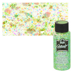FolkArt Glitterific Acrylic Paint - Neon Lime - Bottle and Swatch