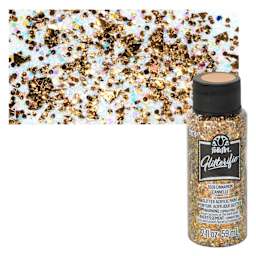 FolkArt Glitterific Acrylic Paint - Cinnamon - Bottle and Swatch