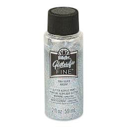 FolkArt Glitterific Fine Acrylic Paint - Silver, 2 oz - front