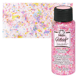 FolkArt Glitterific Pastel Paint - Pastel Pink, 2 oz, bottle with swatch