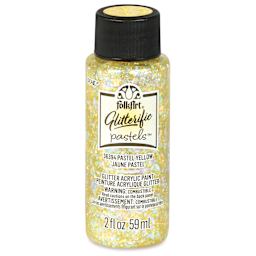 FolkArt Glitterific Pastel Paint - Pastel Yellow, 2 oz, front of bottle