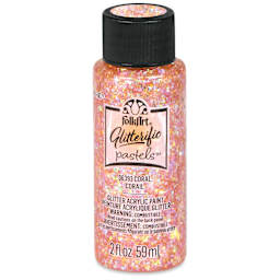 FolkArt Glitterific Pastel Paint - Pastel Coral, 2 oz, front of bottle