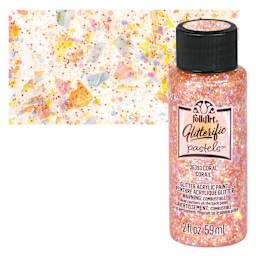 FolkArt Glitterific Pastel Paint - Pastel Coral, 2 oz, bottle with swatch