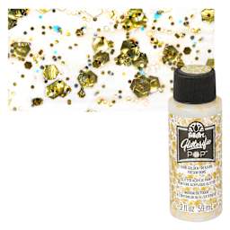 FolkArt Glitterific Pop Acrylic Paint - Golden Treasure - Bottle and Swatch 