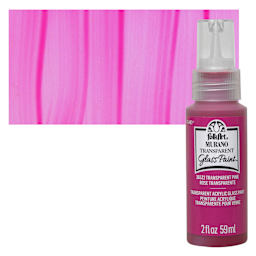 FolkArt Murano Glass Paint - Pink, 2 oz bottle and swatch