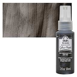FolkArt Murano Glass Paint - Iridescent Black, 2 oz bottle and swatch