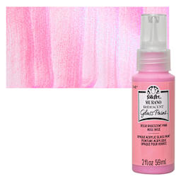 FolkArt Murano Glass Paint - Iridescent Pink, 2 oz bottle and swatch