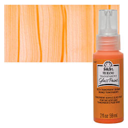 FolkArt Murano Glass Paint - Orange, 2 oz bottle and swatch
