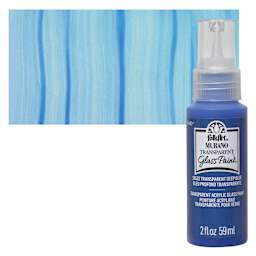 FolkArt Murano Glass Paint - Deep Blue, 2 oz bottle and swatch