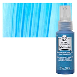 FolkArt Murano Glass Paint - Bright Blue, 2 oz bottle and swatch