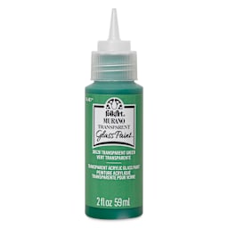 FolkArt Murano Glass Paint - Green, 2 oz with cap off