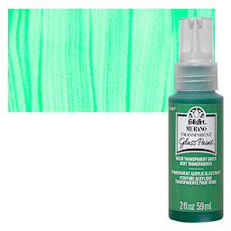 FolkArt Murano Glass Paint - Green, 2 oz bottle and swatch