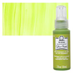 FolkArt Murano Glass Paint - Lime Green, 2 oz bottle and swatch