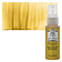 FolkArt Murano Glass Paint - Metallic Gold, 2 oz bottle and swatch
