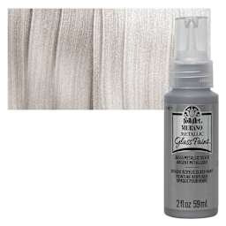 FolkArt Murano Glass Paint - Metallic Silver, 2 oz bottle and swatch