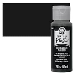 FolkArt Paint for Plastic - Black Olive, 2 oz bottle and swatch