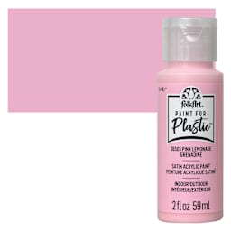 FolkArt Paint for Plastic - Pink Lemonade, 2 oz bottle and swatch