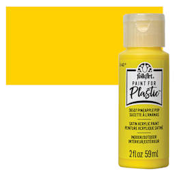 FolkArt Paint for Plastic - Pineapple Pop, 2 oz bottle and swatch