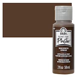 FolkArt Paint for Plastic - Espresso, 2 oz bottle and swatch
