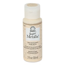 Plaid FolkArt Sugar Metallic Acrylic Paint - Crystal White, 2 oz - front