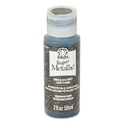Plaid FolkArt Sugar Metallic Acrylic Paint - Black Comet, 2 oz, Bottle - front