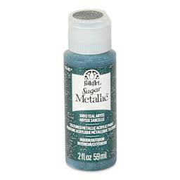 Plaid FolkArt Sugar Metallic Acrylic Paint - Teal Abyss, 2 oz, Bottle - front