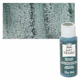 Plaid FolkArt Sugar Metallic Acrylic Paint - Teal Abyss - Bottle and Swatch