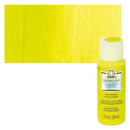 FolkArt Watercolor Gelz Acrylic Paint - Limelight - Bottle and Swatch