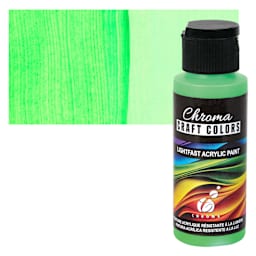 Chroma Craft Colors Acrylic Paint - Neon Alien, swatch and bottle