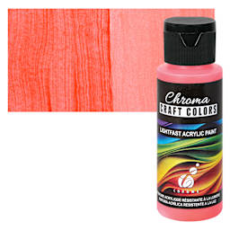 Chroma Craft Colors Acrylic Paint - Neon Red Alert, swatch and bottle
