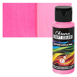 Chroma Craft Colors Acrylic Paint - Neon Crave the Rave Pink, swatch and bottle