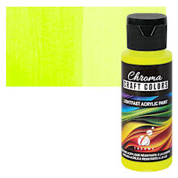 Chroma Craft Colors Acrylic Paint - Neon Lightning Bug, swatch and bottle
