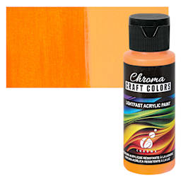 Chroma Craft Colors Acrylic Paint - Orange Poppy, swatch and bottle