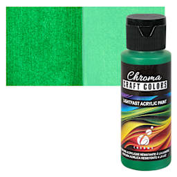 Chroma Craft Colors Acrylic Paint - Green with Envy, swatch and bottle