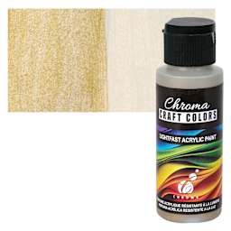 Chroma Craft Colors Acrylic Paint - Metallic Ancient Shield, swatch and bottle