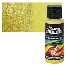Chroma Craft Colors Acrylic Paint - Metallic Midas Touch, swatch and bottle