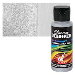 Chroma Craft Colors Acrylic Paint - Metallic Silver Moon Dust, swatch and bottle