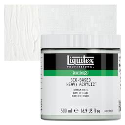 Liquitex Bio-Based Heavy Acrylic Paint - Titanium White, 500 ml jar and swatch