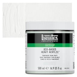 Liquitex Bio-Based Heavy Acrylic Paint - Transparent Mixing White, 500 ml jar and swatch