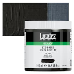 Liquitex Bio-Based Heavy Acrylic Paint - Mars Black, 500 ml jar and swatch