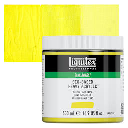 Liquitex Bio-Based Heavy Acrylic Paint - Yellow Light Hansa, 500 ml jar and swatch